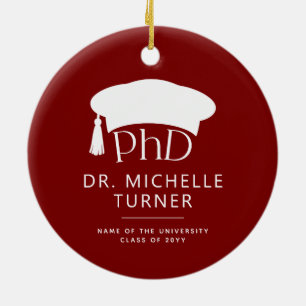 Custom Photo PhD Doctoral Degree Graduation Ceramic Tree Decoration