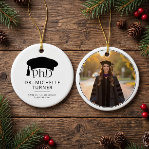 Custom Photo PhD Doctoral Degree Graduation Ceramic Tree Decoration