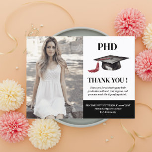 Custom Photo PHD Graduation Party Thank You  Postcard