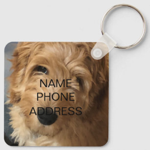 Custom photo picture name contact info monogram key ring