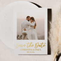 Custom Photo Picture Wedding Save The Date Gold
