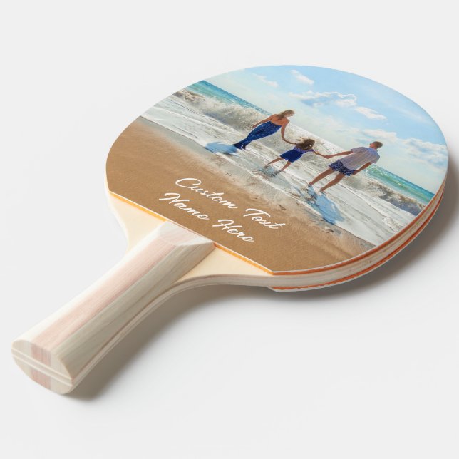 Custom Photo Ping Pong Paddles Personalised Text (Front Angle)