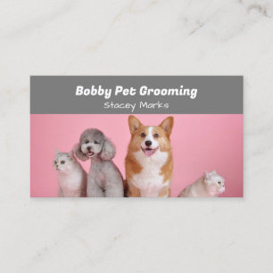 Custom photo pink and grey business card