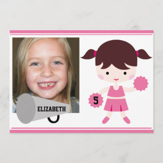 Custom Photo Pink Cheerleader Birthday Invite