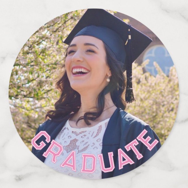 Custom Photo Pink Graduation Party Table Confetti (Large Front)