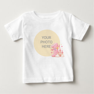Custom Photo Pink One Castle Birthday Baby Shirt
