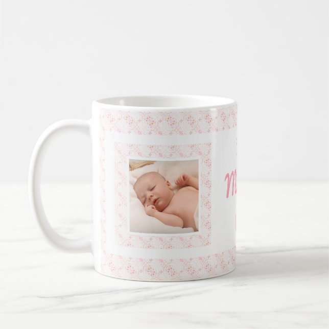 Custom Photo Pink Pattern Mother’s Day Best Mommy Coffee Mug (Left)
