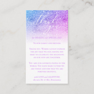 Custom Photo Pink Purple Glitz Thank You Enclosure Card