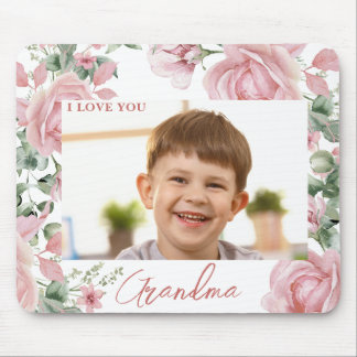 Custom Photo Pink Rose Mouse Pad