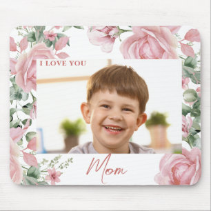 Custom Photo Pink Rose Mouse Pad