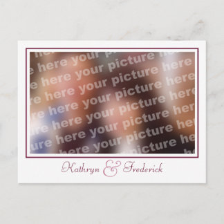 Custom photo plum wedding save the date postcards