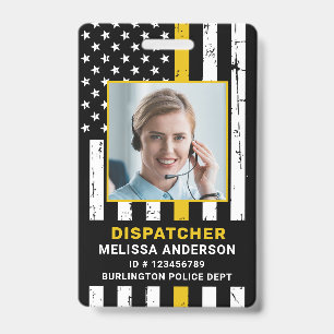 Custom Photo Police Department 911 Dispatcher ID B Badge