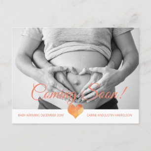 Custom Photo Pregnancy Announcement Coming Soon Postcard