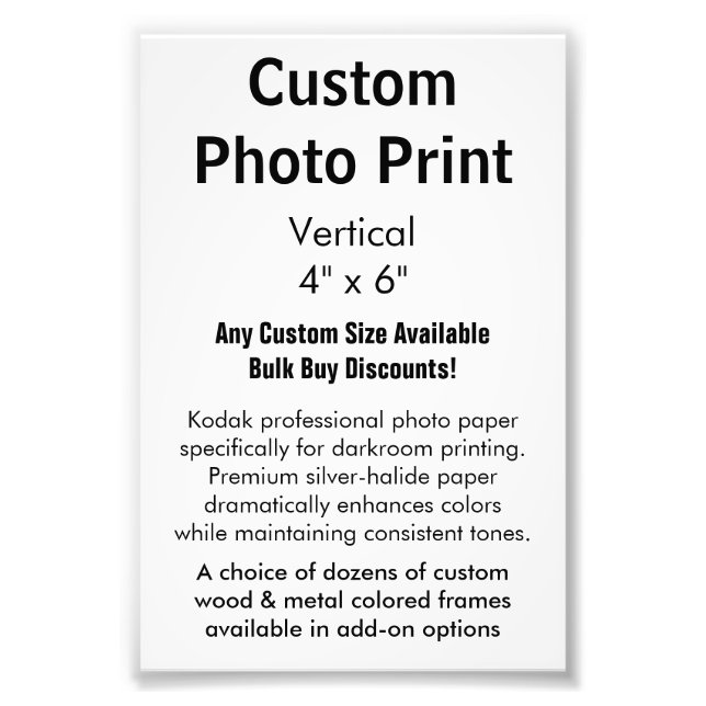 Custom Photo Print - Vertical 4" x 6" (Front)