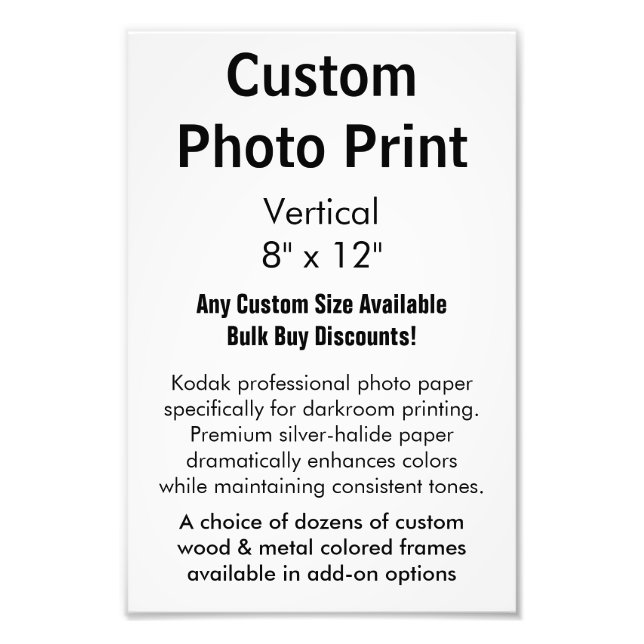 Custom Photo Print - Vertical 8" x 12" (Front)