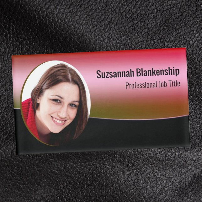 Custom Photo Professional Black Pink Name Tag (Creator Uploaded)