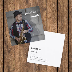 Custom Photo Professional Musician Minimal Square Business Card
