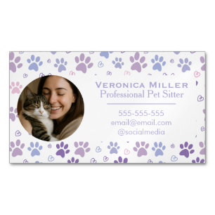 Custom Photo Professional Pet Sitter  Magnetic Business Card