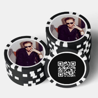 Custom Photo Promotional QR Code Black White Poker Chips