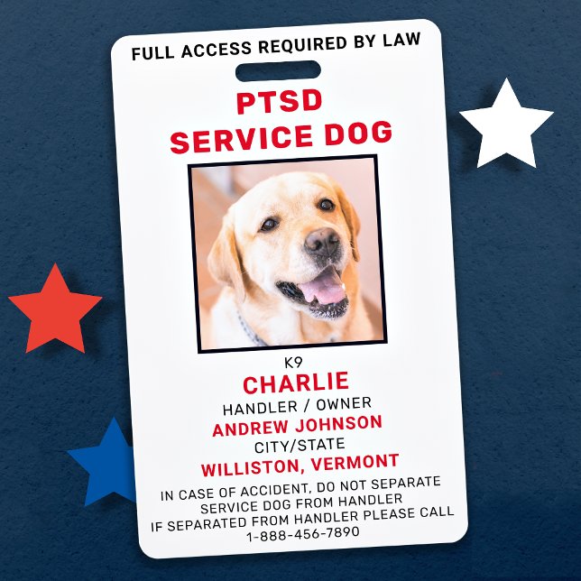 Custom Photo PTSD Service Dog ID Badge (Creator Uploaded)