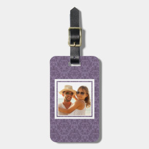 Custom Photo Purple floral wallpaper 2 Luggage Tag