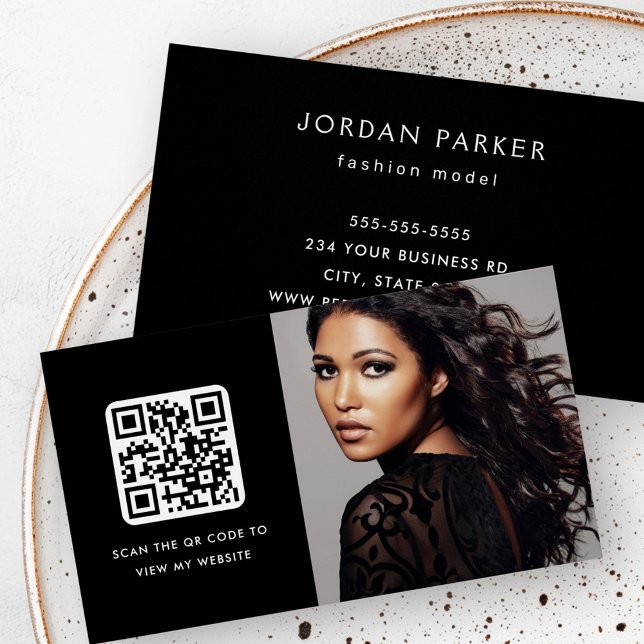 Custom photo QR code black business cards (Custom photo QR code black business cards)