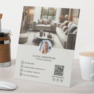 Custom Photo QR Code Business Pedestal Sign
