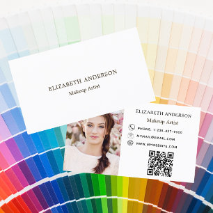 Custom photo Qr code modern brand colour Business Card
