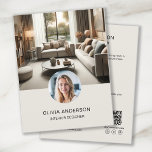 Custom Photo QR Code Social Media Professional<br><div class="desc">Create a professional and modern business flyer with two custom photos on the front and personalised details, plus a scannable QR code on the back for easy networking. Ideal for interior designers, photographers, artists, fashion designers, and other creative professionals looking to make a lasting impression. Grow your business with personalised...</div>
