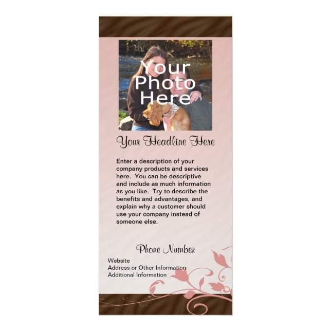 Custom Photo Rack Card, Pink Swirl Card (Front)
