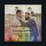 Custom Photo Rainbow Gradient Gay Wedding Magnet<br><div class="desc">This modern custom magnet features a photograph of the couple across the background which you can replace with your own custom photo. A rainbow gradient extends from the bottom portion. It is perfect and magical for an LGBTQ gay or lesbian wedding keepsake.</div>