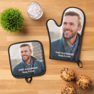 Custom Photo Ready To Cook Personalise Oven Mitt Oven Mitt & Pot Holder Set