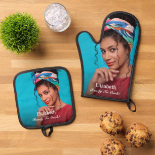  Custom Photo Ready To Cook Personalise Oven Mitt & Pot Holder Set