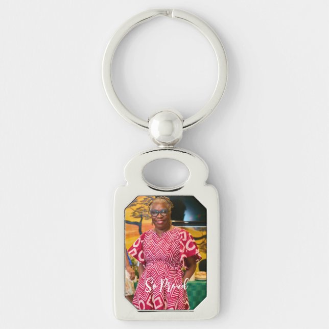 Custom Photo Rectangle So Proud Key Ring (Front)