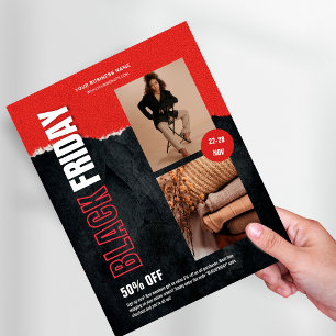 Custom Photo Red Black Friday Product Promo Flyer