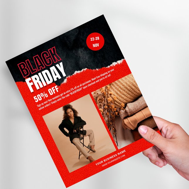 Custom Photo Red Black Friday Product Promo  Flyer (Custom Photo Red Black Friday Product Promo Flyer)