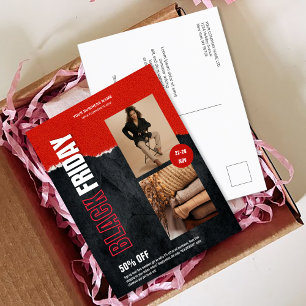 Custom Photo Red Black Friday Product Promo Postcard