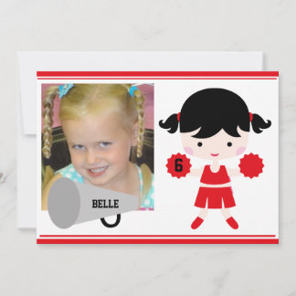 Custom Photo Red Cheerleader Birthday Invite