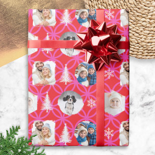 Custom Photo Red Christmas Holiday Wrapping Paper