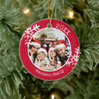 Custom Photo Red Snowflake Circle Ornament