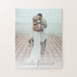 Custom Photo Remember This Moment Newlyweds Jigsaw Puzzle<br><div class="desc">Romantic Custom Photo Remember This Moment Newlyweds. Simply replace the sample photo with your own favourite of portrait orientation and of high resolution. Romantic saying Remember This Moment is in an elegant set script at the bottom. You can change the colour of this text if necessary to better suit your...</div>