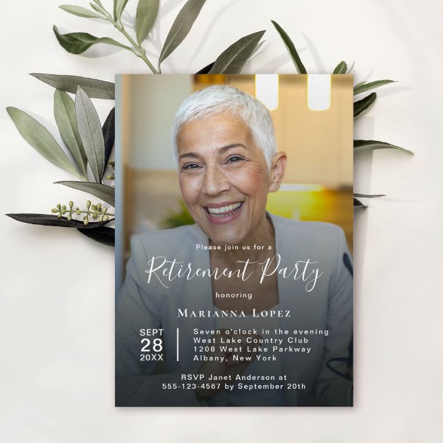 Custom Photo Retirement Party Celebration Invitation (Available in both printed and digital formats.)