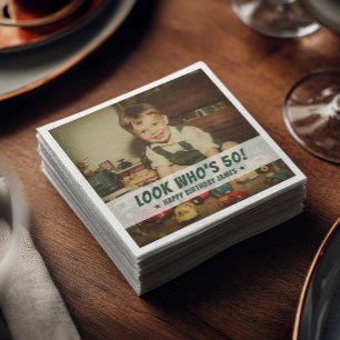 Custom Photo Retro Cool Fun Birthday Party Napkin