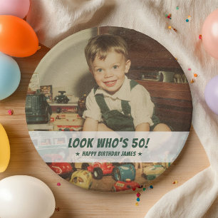 Custom Photo Retro Cool Fun Birthday Party Paper Plate