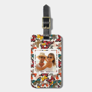 Custom Photo Retro floral pattern 7 Luggage Tag