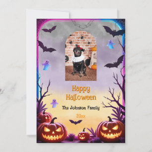 Custom Photo Retro Happy Halloween Greeting Card