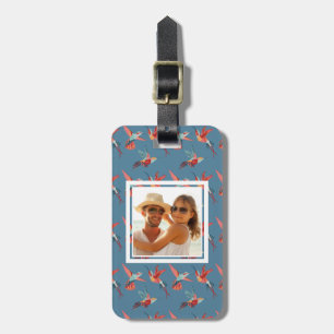 Custom Photo Retro Hummingbird Pattern Luggage Tag