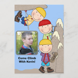 Custom Photo Rock Wall Climbing Birthday Invite