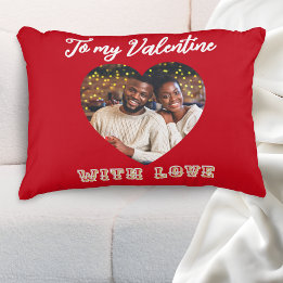 Custom Photo Romantic Heart Red Valentine’s Day Decorative Cushion