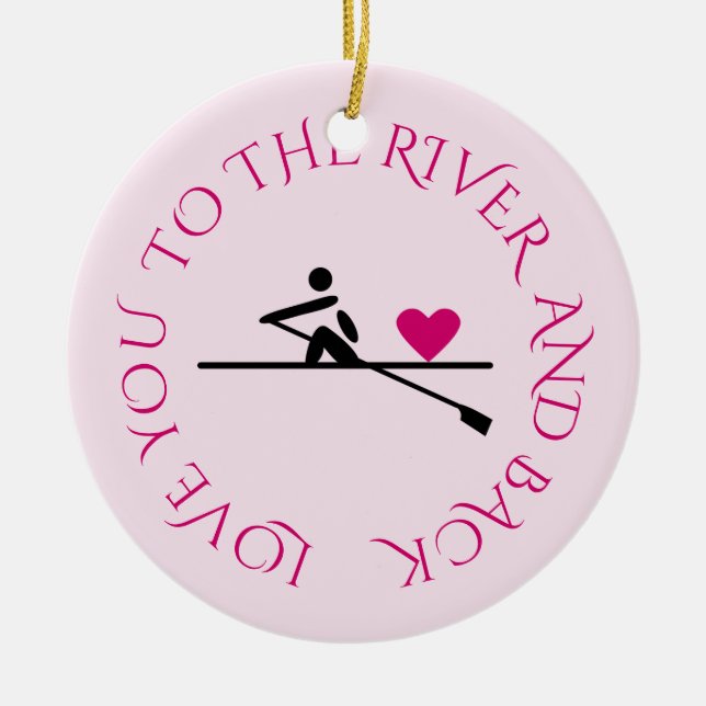 Custom photo romantic rower pink ceramic tree decoration (Front)